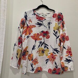 Coldwater Creek Bold Floral 100% Cotton Gauze Size Medium